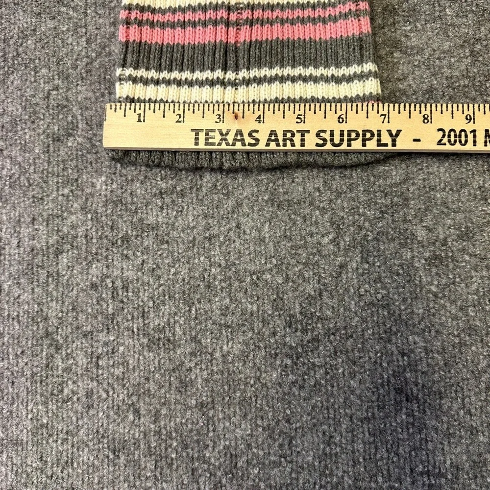 Gold Beanie Womens Size OS Gray Pink Striped Ribbed Knit Winter Hat Casual